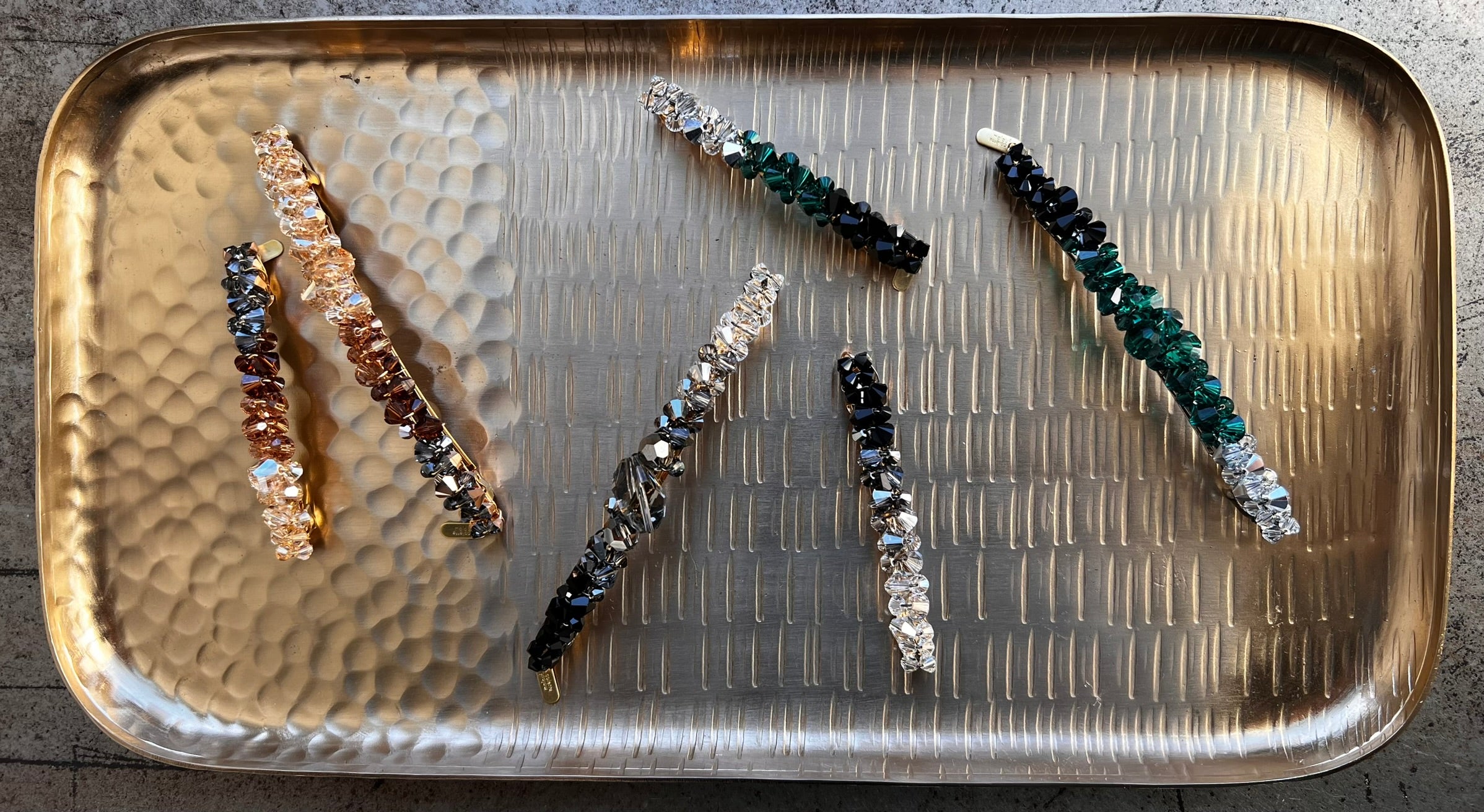 Ombre crystal barrettes