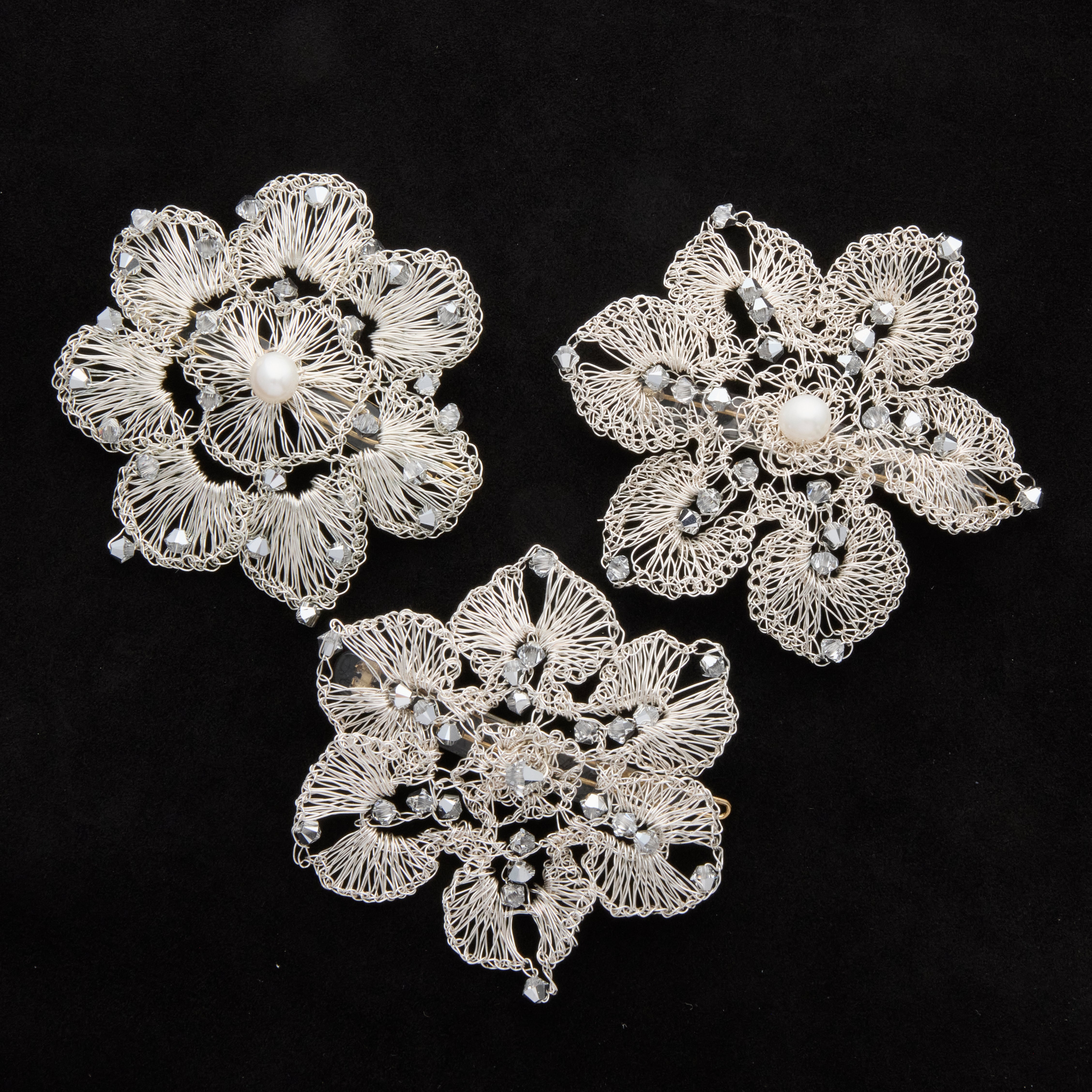 Lace Trio Floral Clip Set