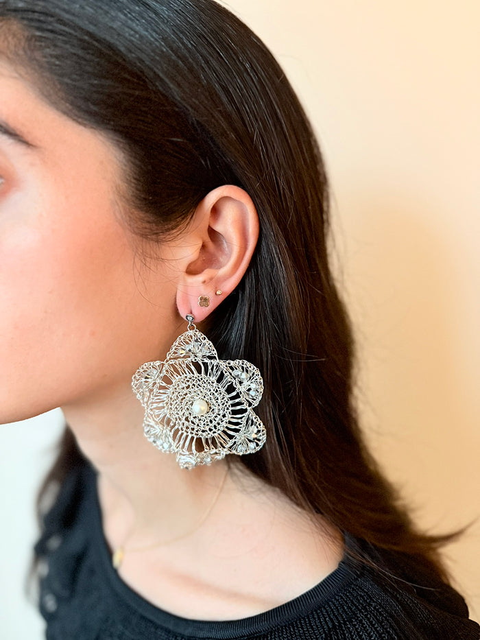 Lace Camelia Drop Earrings