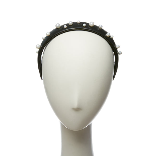 Pearl Studded Leather Headband
