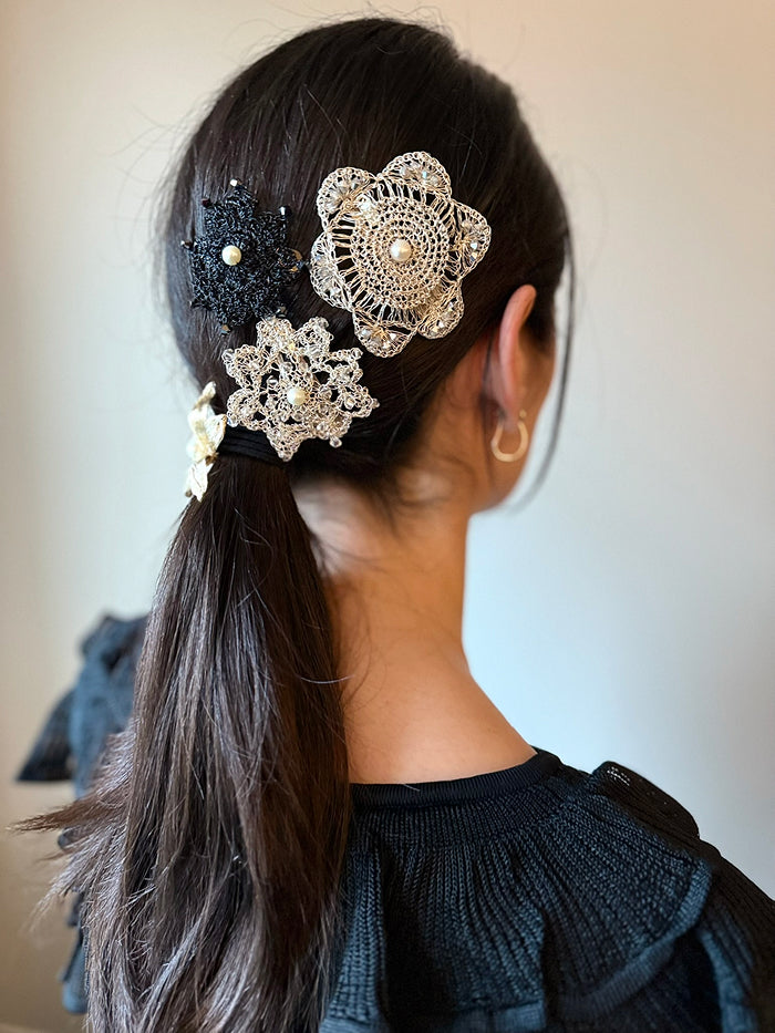 Lace Trio Floral Clip Set
